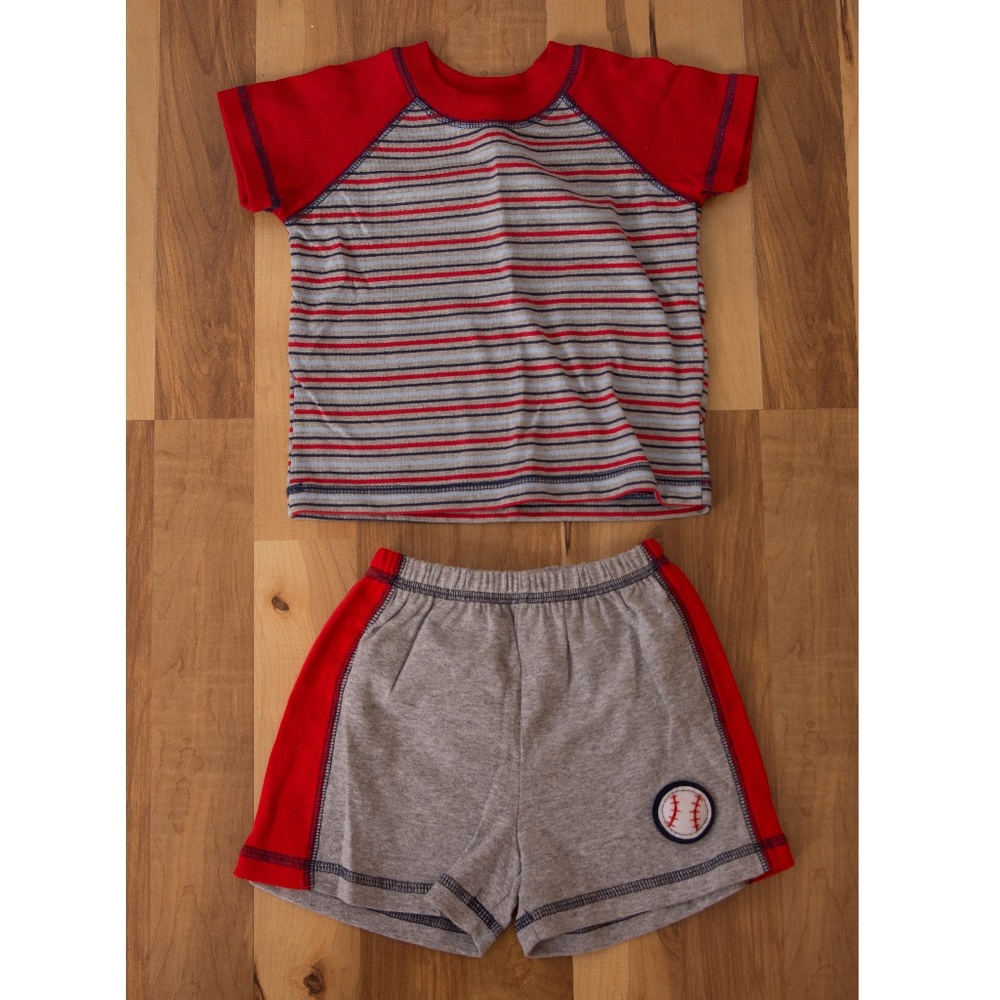 ADORABLE CLOUD MINE STRIPED BASEBALL SHORT SET